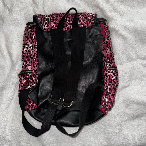 Juicy Couture Pink Leopard Sequin Backpack Y2K McBling Rare - Picture 6 of 12